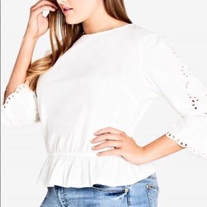 ❤️ CITY CHIC 3/4 Sleeve Top w/ embroidery & cutout